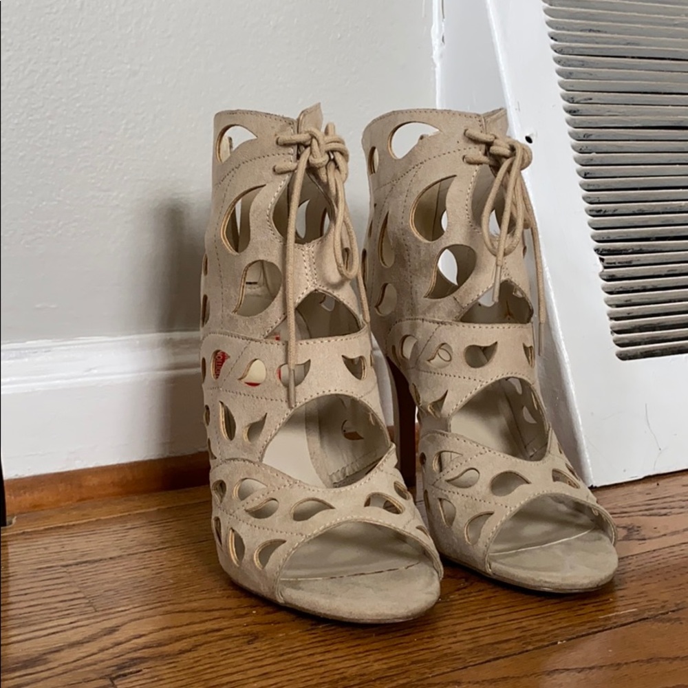 ALDO Nude Cut Out Heels w/ Back Zipper